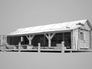 ancient red tile pergola model 3d 3D Model