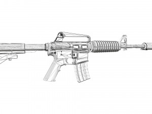 battle worn m4a1 carbine Modelo 3D
