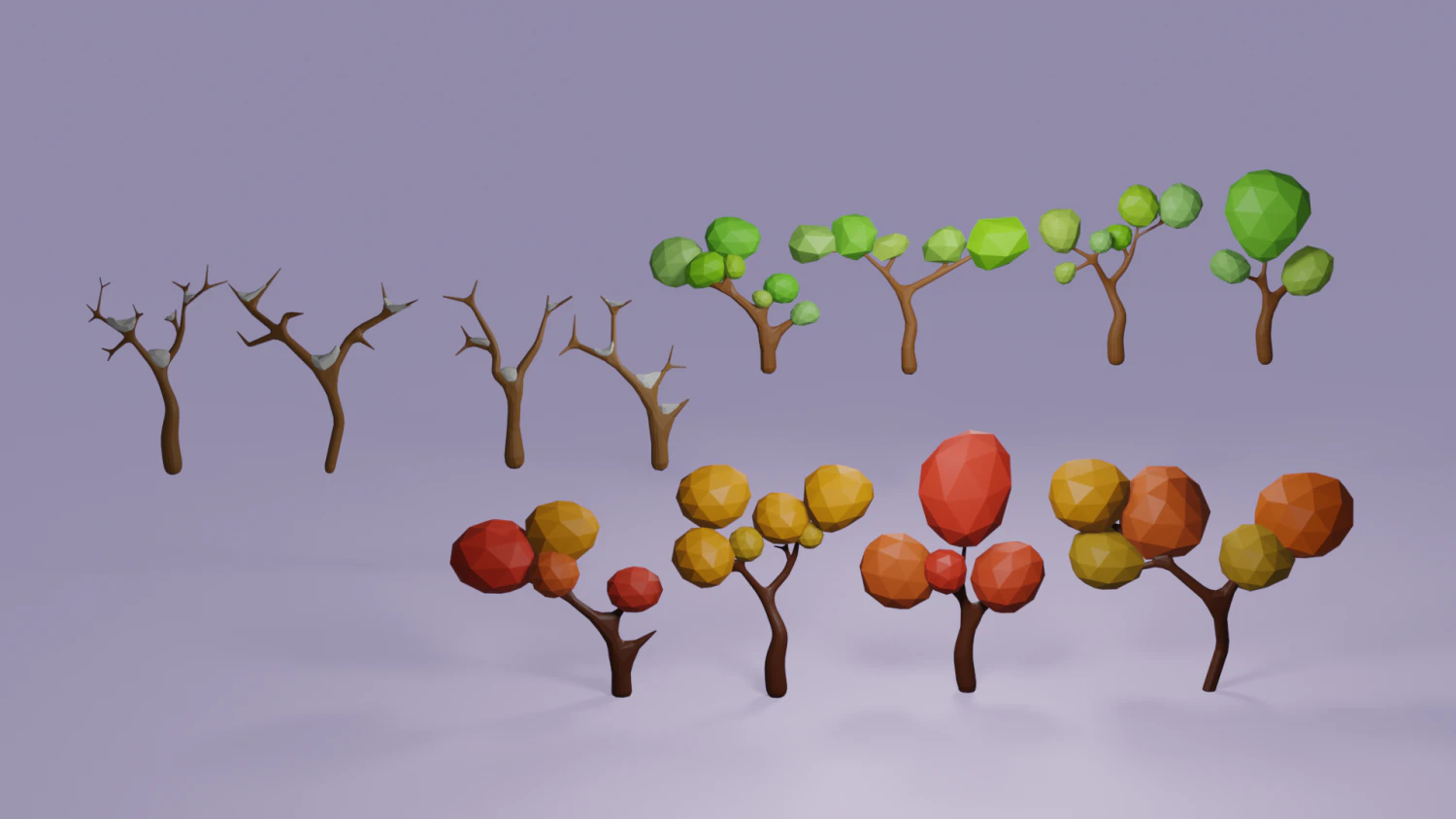 set of all season trees 3D Model .c4d .max .obj .3ds .fbx .stl .blend