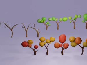 set di alberi per tutte le stagioni Modello 3D