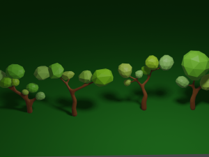 set of all season trees 3D 모델