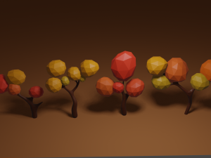 set of all season trees 3D 모델