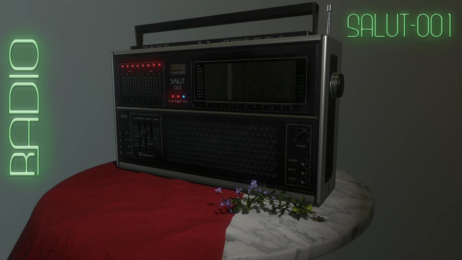 soviet retro radio salut-001 german version 3D Model .c4d .max .obj .3ds .fbx .stl .blend 