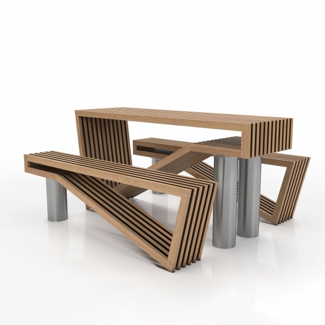 contemporary picnic table bench 3D Model .c4d .max .obj .3ds .fbx .stl .blend 