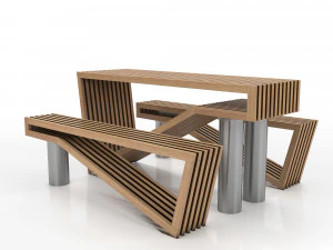 wsp&oacute;łczesna ławka piknikowa Model 3D