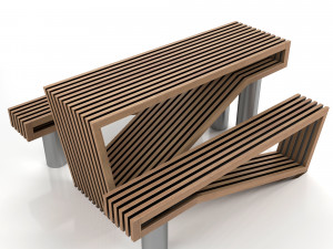 contemporary picnic table bench 3D Model