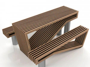 contemporary picnic table bench 3D Model