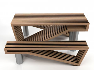 contemporary picnic table bench 3D Model