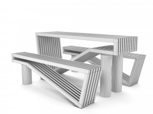 contemporary picnic table bench 3D Model