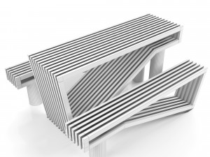 contemporary picnic table bench 3D Model