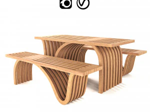 ławka stołowa Model 3D