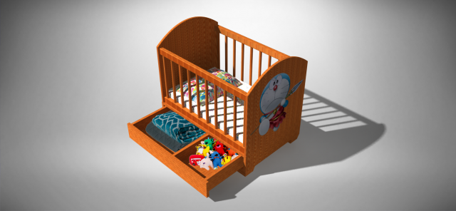 wooden baby crib Modèle 3D .c4d .max .obj .3ds .fbx .stl .blend 
