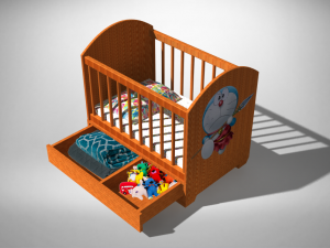 wooden baby crib 3Dモデル