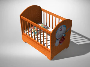 wooden baby crib 3D Model