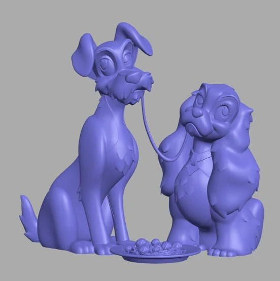 lady and tramp 3D Print Model .c4d .max .obj .3ds .fbx .stl .blend