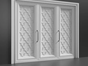 Decorative White Wardrobe 3D Model