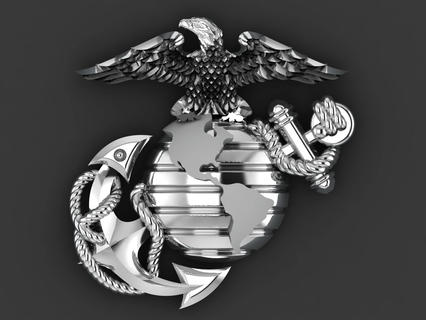 USMC EMBLEM - US ARMED FORCES 3D Print Model .c4d .max .obj .3ds .fbx .stl .blend 