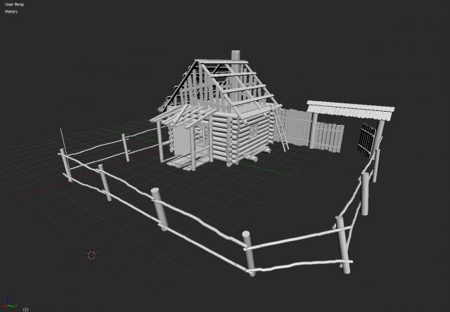 russian hut Model 3D .c4d .max .obj .3ds .fbx .stl .blend 