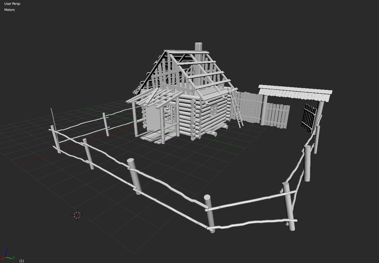 russian hut 3D Model .c4d .max .obj .3ds .fbx .stl .blend 