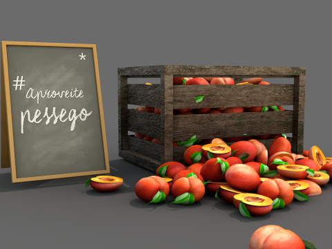 Fruta pessego vermelho 3D Model
