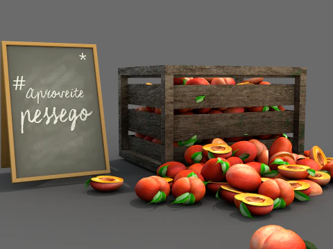 Fruta pessego vermelha Modelo 3D