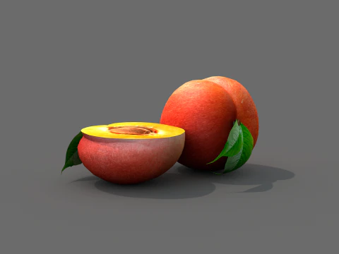 Fruta pessego vermelho 3D Model