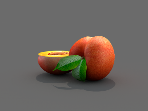 Fruta pessego vermelho 3D Модель