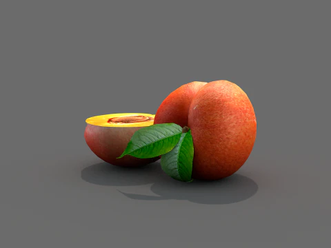 Fruta pessego vermelho 3D Model