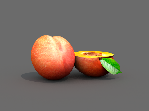 Fruta pessego vermelho 3D Модель