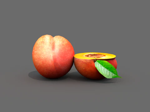 Fruta pessego vermelho 3D Model