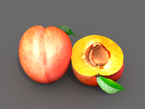 Fruta pessego vermelho 3D Модель