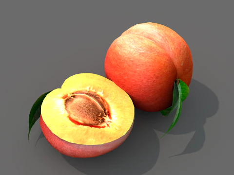 Fruta pessego vermelho 3D Model