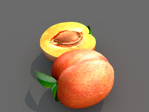 Fruta pessego vermelho 3D Model