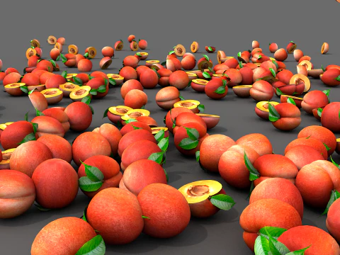 Fruta pessego vermelho 3D Model