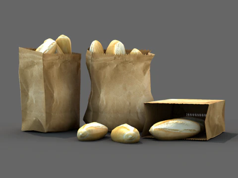 Saco com pao frances 3D Model