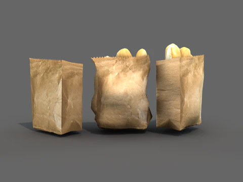 Saco com pao frances 3D Model