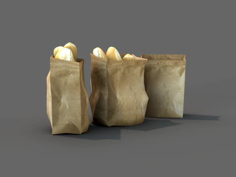 Saco com pao frances 3D Model