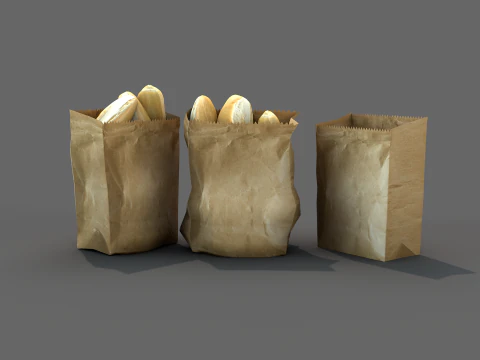 Saco com pao frances 3D Model