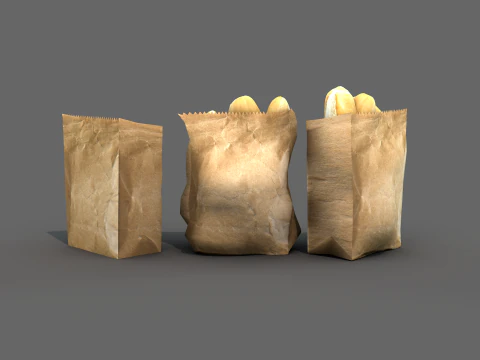 Saco com pao frances 3D Model