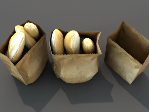 Saco com pao frances 3D Model