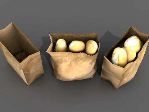 Saco com pao frances 3D Model