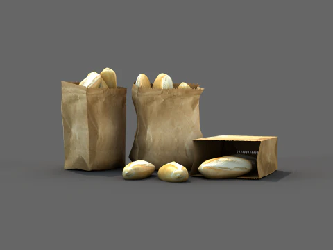 Saco com pao frances 3D Model