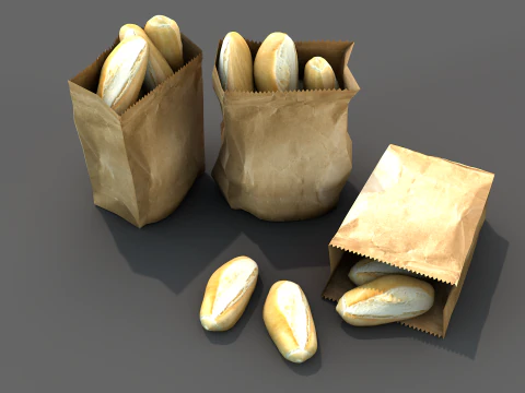 Saco com pao frances 3D Model