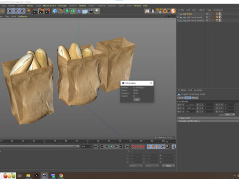 Saco com pao frances 3D Model