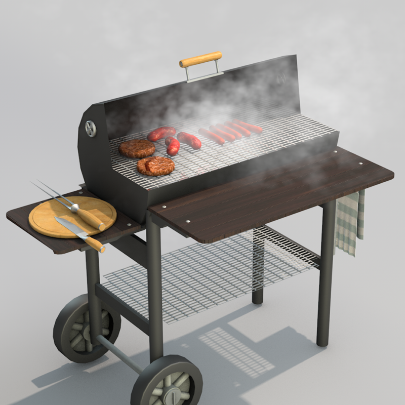 Grelha churrasco vapor 3D Модель .c4d .max .obj .3ds .fbx .stl .blend