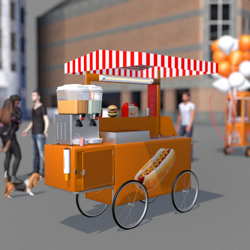 Carrinho de lanches e sucos 3Dモデル .c4d .max .obj .3ds .fbx .stl .blend