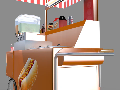 Carrinho de lanches e sucos 3D Model