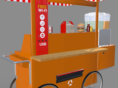 Carrinho de lanches e sucos 3D Model