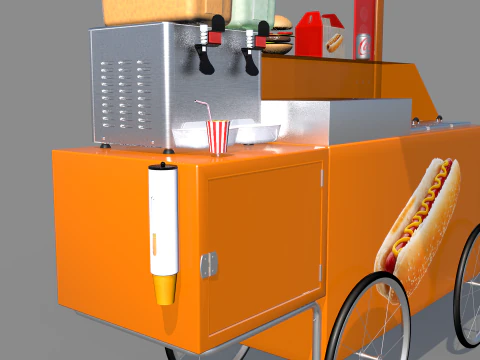 Carrinho de lanches e sucos 3D Model
