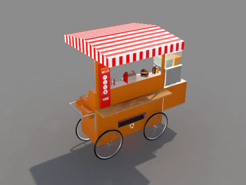 Carrinho de lanches e sucos 3D Model